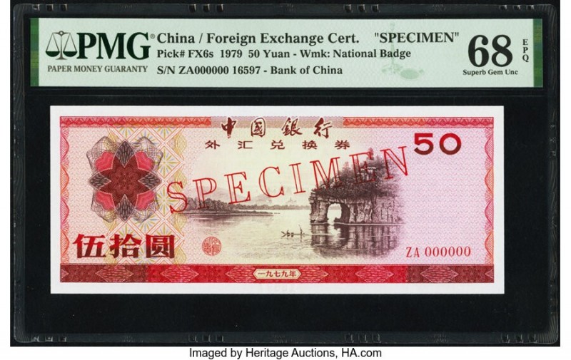 China Bank of China, Foreign Exchange Certificate 50 Yuan 1979 Pick FX6s Specime...