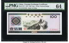 China Bank of China, Foreign Exchange Certificate 100 Yuan 1979 Pick FX7 PMG Choice Uncirculated 64. 

HID07501242017

© 2020 Heritage Auctions | All ...