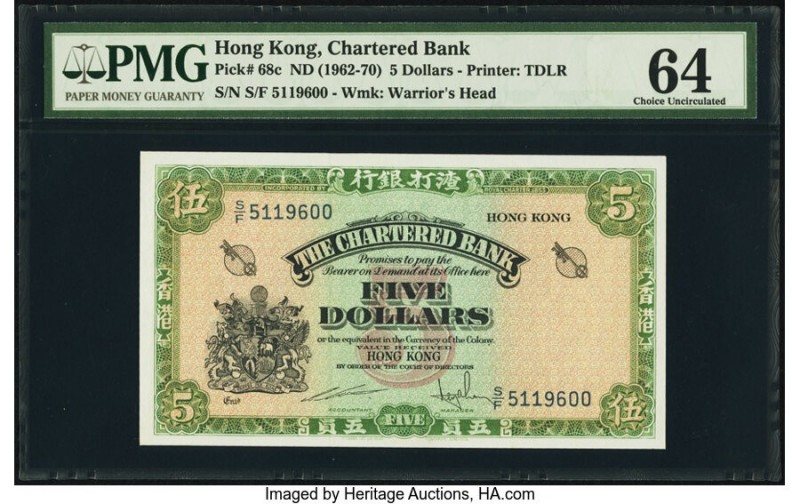 Hong Kong Chartered Bank 5 Dollars ND (1962-70; 1967) Pick 68c; 69 Two Examples ...