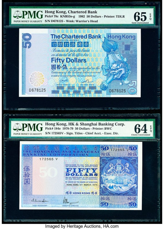 Hong Kong Chartered Bank 50 Dollars 1.1.1982 Pick 78c PMG Gem Uncirculated 65 EP...