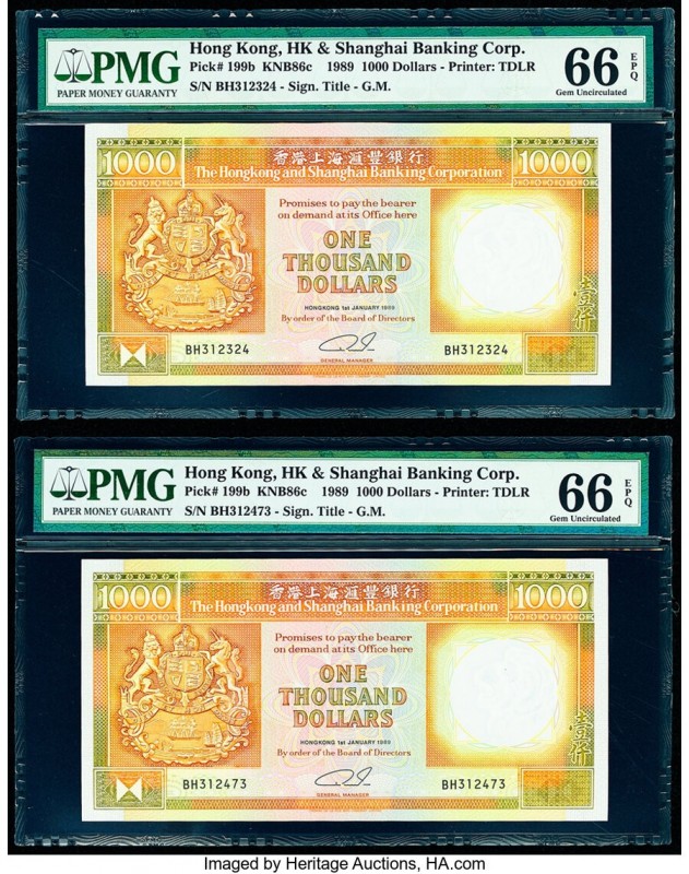 Hong Kong Hongkong & Shanghai Banking Corp. 1000 Dollars 1.1.1989 Pick 199b KNB8...