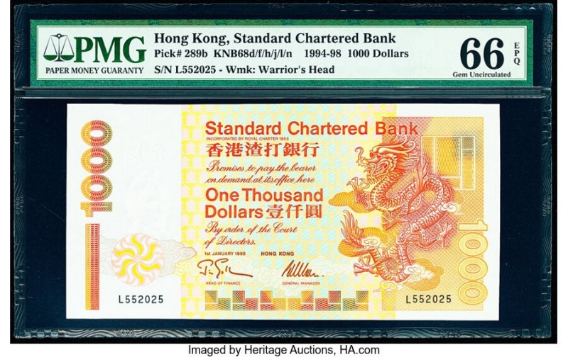 Hong Kong Standard Chartered Bank 1000 Dollars 1.1.1995 Pick 289b KNB68 PMG Gem ...