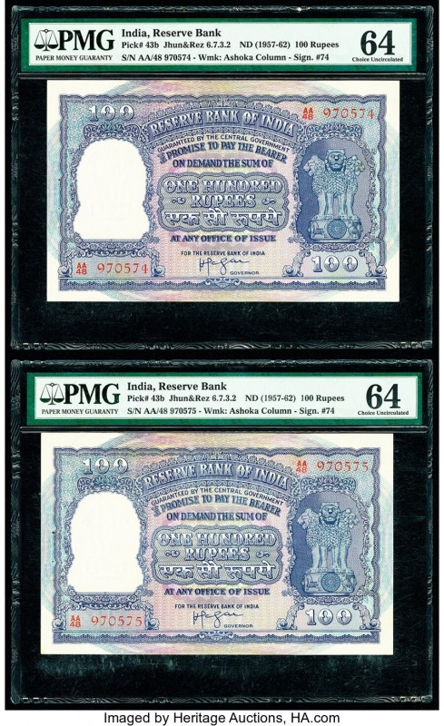 India Reserve Bank of India 100 Rupees ND (1957-62) Pick 43b Jhunjhunwalla-Razac...