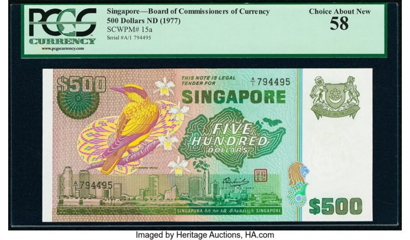 Singapore Board of Commissioners of Currency 500 Dollars ND (1977) Pick 15a PCGS...