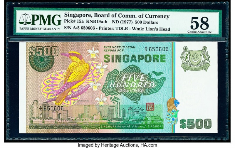 Singapore Board of Commissioners of Currency 500 Dollars ND (1977) Pick 15a PMG ...