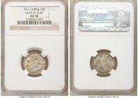 Hsüan-t'ung 10 Cents Year 3 (1911) AU50 NGC, KM-Y28, L&M-41. Shimmering golden luster permeates the recesses of this rare type, displaying only slight...