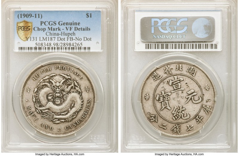 Hupeh. Hsüan-t'ung Dollar ND (1909-1911) VF Details (Chop Mark) PCGS, Hupeh mint...