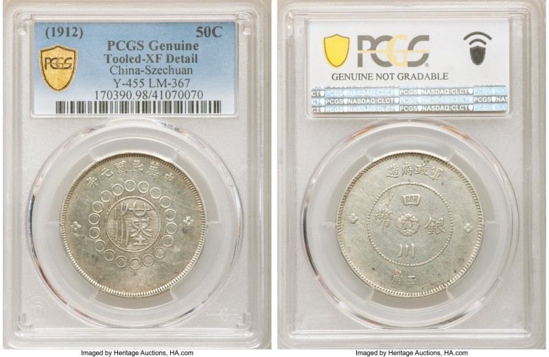 Szechuan. Republic 50 Cents Year 1 (1912) XF Details (Tooled) PCGS, KM-Y455, L&M...