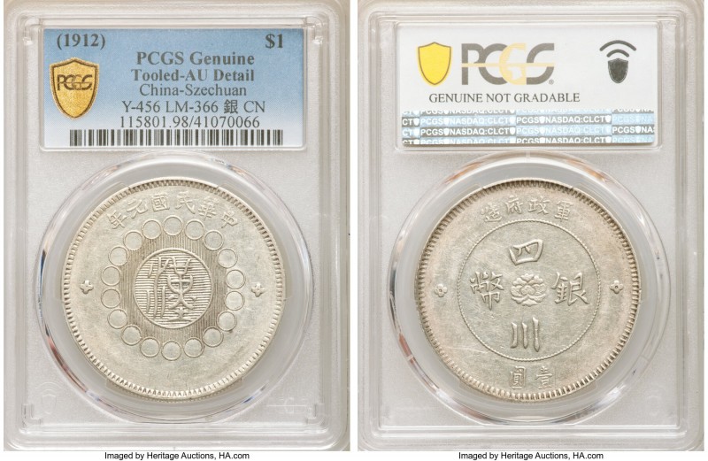 Szechuan. Republic Dollar Year 1 (1912) AU Details (Tooled) PCGS, KM-Y456, L&M-3...