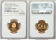 Taiwan. Republic gold "Sun Yat-sen - Anniversary of Birth" Mint Medal Year 74 (1985) PR69 Ultra Cameo NGC, L&M-1138. 1/2 ounce gold medal struck to co...