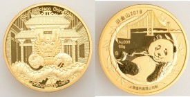People's Republic 6-Piece Uncertified gold and silver "CoinExpo Santa Clara" Commemorative Show Panda Proof Set 2018, 1) gold 12 Ounce Medal - Mintage...