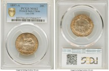 French Colony 20 Cents 1897-A MS62 PCGS, Paris mint, KM3a, Lec-198. A more brilliant representative than the assigned grade would indicate, with brigh...