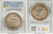 French Colony Piastre 1922-H MS64 PCGS, Heaton mint, KM5a.3, Lec-299. Peach and rose gold tones permeate this near-gem example.

HID09801242017

© 202...