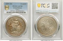 Victoria Trade Dollar 1895-(b) AU58 PCGS, Bombay mint, KM-T5, Prid-2. Highly attractive, the obverse displays a mottled russet overtone on low-lying f...