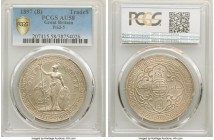 Victoria Trade Dollar 1897-(b) AU58 PCGS, Bombay mint, KM-T5, Prid-5. Yielding an impressive argent quality despite the slightest wisps of handling in...