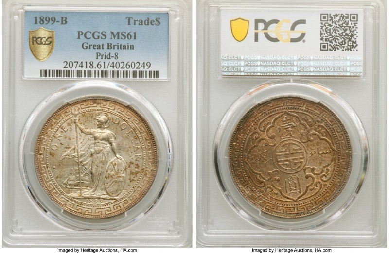 Victoria Trade Dollar 1899-B MS61 PCGS, Bombay mint, KM-T5, Prid-8. Boasting an ...