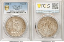 Victoria Trade Dollar 1901-C AU53 PCGS, Calcutta mint, KM-T5, Prid-12. An even, argent representative displaying a mottled patination.

HID09801242017...