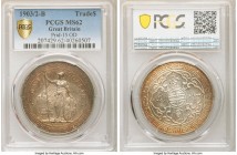 Edward VII Trade Dollar 1903/2-B MS62 PCGS, Bombay mint, KM-T5, Prid-15 OD. Near choice and exhibiting a lovely cabinet toned periphery; truly exempla...