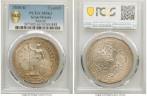 Edward VII Trade Dollar 1910-B MS63 PCGS, Bombay mint, KM-T5, Prid-20. Yielding an impression of quality, this pleasing type releases shimmering under...