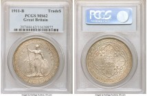 George V Trade Dollar 1911-B MS62 PCGS, Bombay mint, KM-T5, Prid-21. Attractive and near-choice, this offering is imbued with a light iridescence to t...