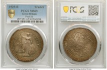 George V Trade Dollar 1929-B MS65 PCGS, Bombay mint, KM-T5, Prid-26. A most attractive, full gem specimen draped in cerulean, emerald, and soft red-or...