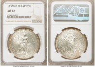 George V Trade Dollar 1930-B MS62 NGC, Bombay mint, KM-T5, Prid-27. Radiating luster populates this mostly white specimen, tinged with golden hues.

H...