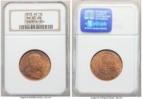 British Colony. Edward VII Cent 1903 MS65 Red and Brown NGC, KM11. Full mint brilliance becomes apparent at the turn of the wrist, highlighting a virt...