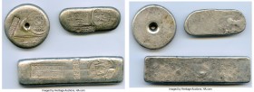 British Colony. Xiangxin Gold Shop 3-Piece Lot of silver Xianggang Yintiao Ingots ND (c. 1960s), 1) Bar of 3-1/2 Taels - XF, cf. Cribb-XC.B.1277 (diff...