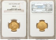Spanish Colony. Isabel II gold 4 Pesos 1868 MS62 NGC, KM144. A popular issue, especially so in Mint State, displaying a deep, honeyed-gold patina amid...