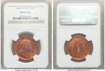British Colony. Edward VII Cent 1908 MS63 Red and Brown NGC, KM19. Lavishly and carefully struck with exuberant luster to the outer registers. 

HID09...