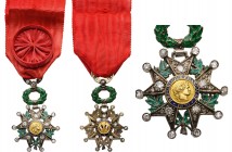 FRANCE
Order of the Legion of Honour
A “jewelled” Knight’s Badge of slighty reduced size, 47x32 mm, in gilt silver with obverse arms, completely set...