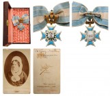 GERMANY - BAVARIA
The Order of Theresia
A Cross of the Order with Brilliants in GOLD, 70x40 mm, white-bordered, blue enameled cross with 
lozenges ...