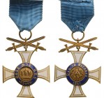 Germany – Prussia
Order of the Crown
3rd Class Cross Military, instituted in 1861. Breast Badge, 42 mm, gilt Bronze, both sides enameled, original s...