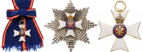GREAT BRITAIN
Royal Victorian Order
A Knight Grand Cross Set (G.C.V.O.), instituted in 1896: sash badge, 73 mm, in Silver gilt, obverse enameled, su...