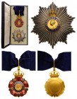GREAT BRITAIN
The Most Eminent Order of the Indian Empire
A Commander’s Group: the badge, 79 mm, in GOLD with red and green enameled “rose”; centre ...