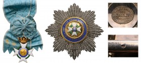 GREECE
The Order of the Redeemer
A Grand Cross set of the 1st type: sash badge, 103x72 mm, in GOLD with white enameled cross and green enameled, nar...