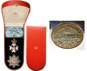 GREECE
The Order of the Redeemer
A Grand Cross set of the 2nd type: sash badge, 87x57 mm, in GOLD with white enameled cross, 
flanked by green enam...