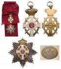 GREECE
The Order of George I
A Grand Cross set of the Order with swords: gilt Silver sash badge, 80x46 mm, with white enameled arms; red enameled ce...