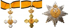 GREECE
Order of the Phoenix
A Grand Commander’s set (2nd type): badge, 83x57 mm, in gilt Silver and white enamel, smooth, “frosted” reverse, 
appli...