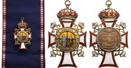 GREECE
Royal Family and Dynastic Order of St. George and Constantine
A Grand Cross Badge. Sash badge, 80x45 mm, in gilt Silver with red bordered, wh...