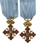 ITALY - PARMA
Constantinian Order of St. George
A miniature cross of the Order in pink-gold and enamel, 20x13 mm, hinged suspension crown in yellow ...