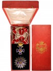 MONTENEGRO
Order of Danilo
A 1st Class Set of the 2nd Type: sash badge, 73x49 mm, in Silver and enamels; obverse 
centre medallion with red enamele...