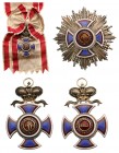 MONTENEGRO
Order of Danilo
A 1st Class Set of the 2nd Type: sash badge, 74x49 mm, Silver and enamels; 
obverse centre medallion with red enameled f...