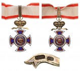 MONTENEGRO
Order of Danilo
A 3rd Class (Commander’s) Cross of the 2nd Type, 76x49 mm, in silver with blue enameled arms and 
red/white borders; obv...