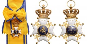 NETHERLANDS
Order of the Lion of Netherlands
A Grand Cross sash badge of the Order, 88x58 mm, GOLD with white enameled arms, flanked by golden 
mon...
