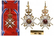 NORWAY
Order Of Saint Olaf
Grand Cross Badge, Military Division, 1st Class, 2nd Type, instituted in 1847. Sash Badge, 96x61 mm, GOLD, 
hallmarked “...