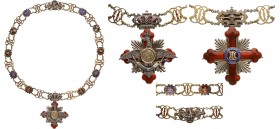 ROMANIA
Order of Carol I (1906) 
Collar Chain. Collar Badge, 97x66 mm, gilt Silver, both sides enameled, centre gold, cross and the 
scarf with blu...