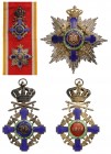 ROMANIA
Order of the Star of Romania, 1864
Grand Cross Set, 2nd Model (1938), for Military in Time of Peace. Sash Badge, 100x60 mm, gilt Silver, bot...