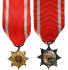 ROMANIA
Order of the Star of Romania, 1864
Grand Officer`s Star Miniature, 2nd Model for Civil, Breast Star, 12 mm, Silver gilt, superimposed parts ...