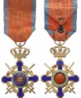ROMANIA
Order of the Star of Romania, 1864
Officer 's Cross, 2nd Model (1932), for Military in Time of War. Breast Badge, 62x40 mm, Silver gilt, bot...